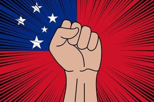 Human fist clenched symbol on flag of Samoa vector