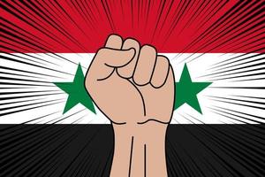 Human fist clenched symbol on flag of Syria vector