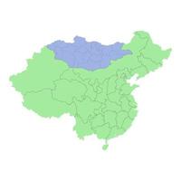 High quality political map of China and Mongolia with borders of vector