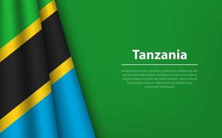 Wave flag of Tanzania with copyspace background. vector