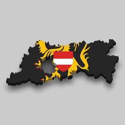 3d isometric Map of Flemish Brabant is a region of Belgium