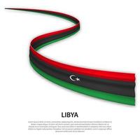 Waving ribbon or banner with flag of Libya vector