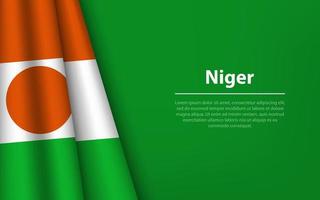 Wave flag of Niger with copyspace background. vector