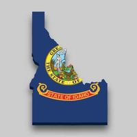 3d isometric Map of Idaho is a state of United States vector