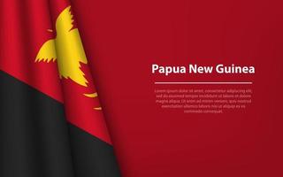 Wave flag of Papua New Guinea with copyspace background. vector