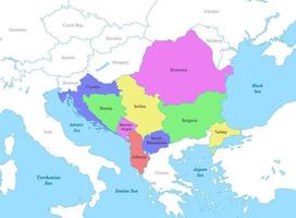 map of Southeast Europe with borders of the countries. vector