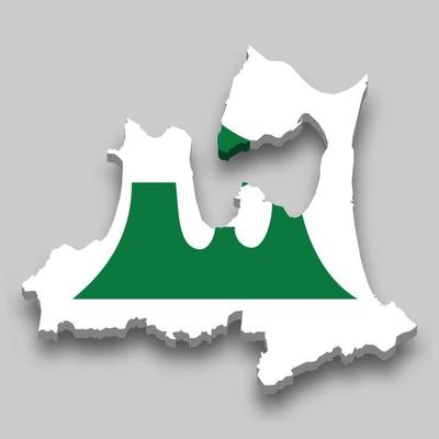 3d isometric Map of Aomori is a prefecture of Japan