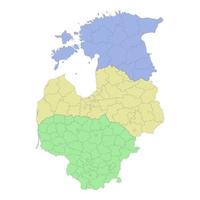 High quality political map of Lithuania,Latvia and Estonia with borders of the regions or provinces vector