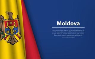 Wave flag of Moldova with copyspace background. vector