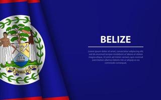 Wave flag of Belize with copyspace background. vector