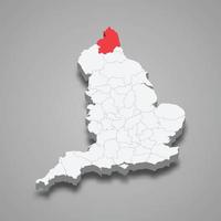 Northumberland county location within England 3d map vector