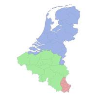 High quality political map of Belgium and Netherlands with borde vector