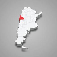 San Juan region location within Argentina 3d map vector