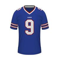 Realistic American football shirt of Buffalo, jersey template vector