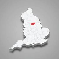 sur Yorkshire condado ubicación dentro Inglaterra 3d mapa vector