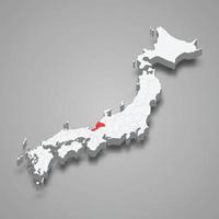 Fukui region location within Japan 3d map vector