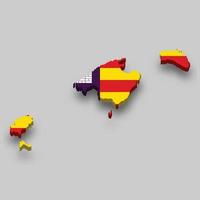 3d isometric Map of Balearic Islands is a region of Spain vector