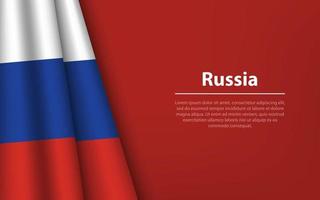 Wave flag of Russia with copyspace background. vector