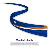 Waving ribbon or banner with flag of Marshall Islands vector