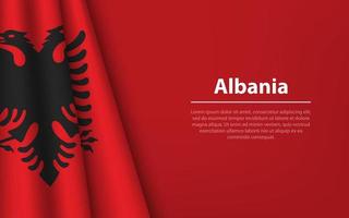 Wave flag of Albania with copyspace background. Banner or ribbon vector template