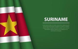 Wave flag of Suriname with copyspace background. vector