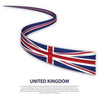 Waving ribbon or banner with flag of United Kingdom vector