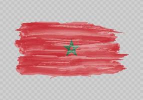 Watercolor painting flag of Morocco vector