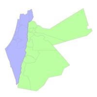 High quality political map of Israel and Jordan with borders of the regions or provinces vector