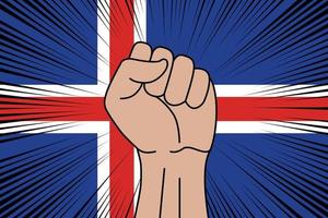 Human fist clenched symbol on flag of Iceland vector