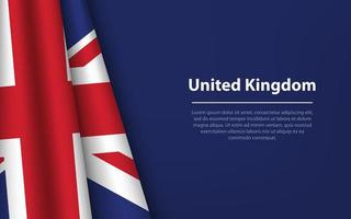 Wave flag of United Kingdom with copyspace background. vector