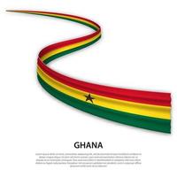 Waving ribbon or banner with flag of Ghana vector