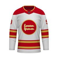 Realistic Ice Hockey away jersey Calgary, shirt template vector