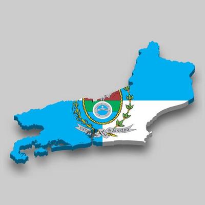 3d isometric Map of Rio de Janeiro with flag