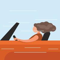 Vector Image Of A Woman Driving A Convertible Vehicle
