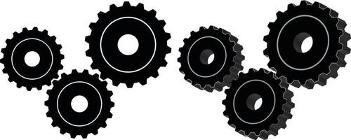 Silhouette Of Various Types Of Cogs vector