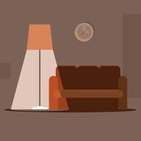 Vector Graphics Of A Sofa And Lamp In The Living Room