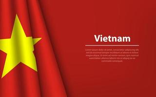 Wave flag of Vietnam with copyspace background. vector