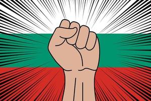 Human fist clenched symbol on flag of Bulgaria vector