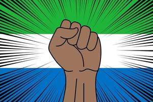 Human fist clenched symbol on flag of Sierra Leone vector