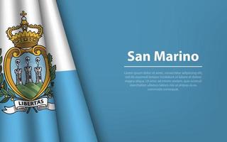 Wave flag of San Marino with copyspace background. vector