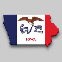 3d isometric Map of Iowa is a state of United States vector