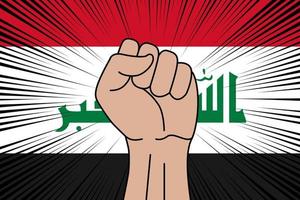 Human fist clenched symbol on flag of Iraq vector