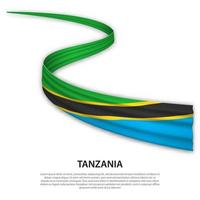 Waving ribbon or banner with flag of Tanzania vector