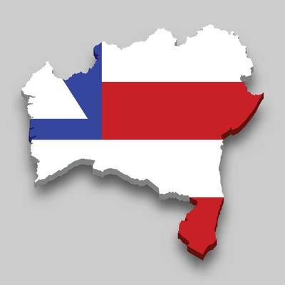 3d isometric Map of Bahia with flag