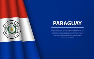 Wave flag of Paraguay with copyspace background. vector