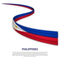 Waving ribbon or banner with flag of Philippines vector