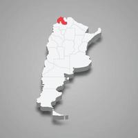 Jujuy region location within Argentina 3d map vector