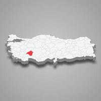 isparta región ubicación dentro Turquía 3d mapa vector