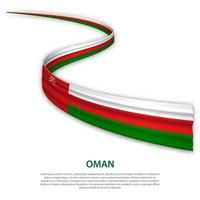 Waving ribbon or banner with flag of Oman vector