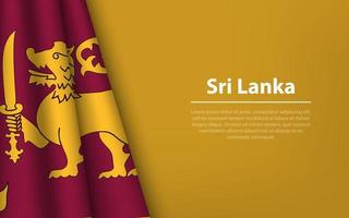 Wave flag of Sri Lanka with copyspace background. vector